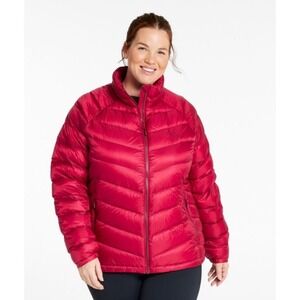 L.L. Bean Goose Down Puffer Jacket Womens Large Pink Full Zip Warm Winter Coat